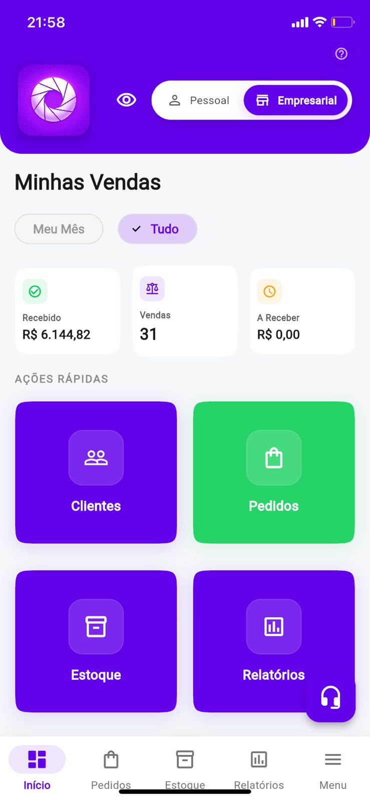 Tela do App NUVEM