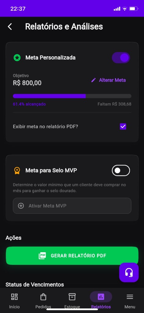 Tela do App NUVEM