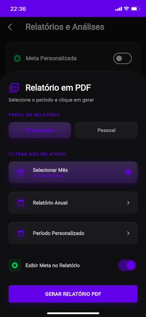 Tela do App NUVEM